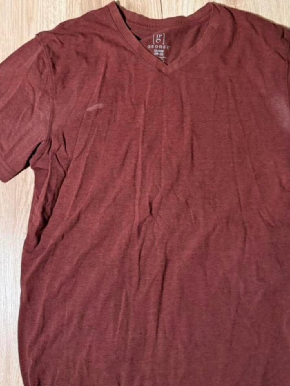 GEORGE burgundy V-neck short sleeved T-shirt